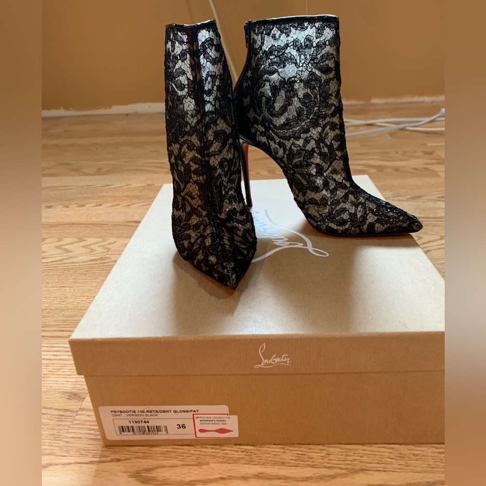 Christian Louboutin Booties Size 36 Color Black Lace